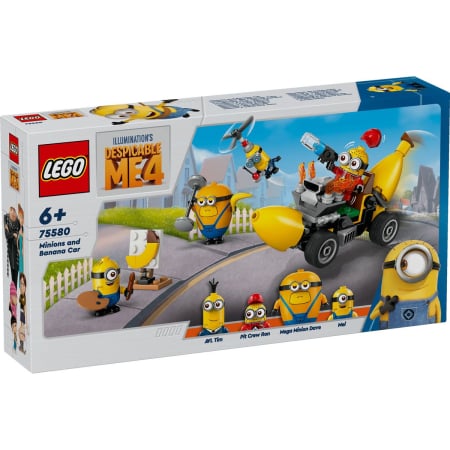 Seturi de construcție - LEGO DESPICABLE ME4 MINIONII SI MASINA BANANA 75580