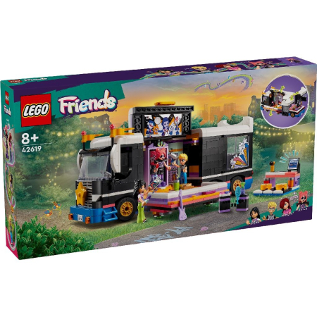 Seturi de construcție - LEGO FRIENDS AUTOCAR DE TURNEU PENTRU STARURI POP 42619