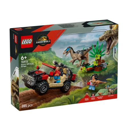 Seturi de construcție - LEGO JURASSIC WORLD RENASTEREA EVADARE OFF-ROAD DIN CALEA UNUI VELOCIRAPTOR 76972