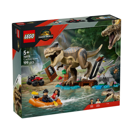 Seturi de construcție - LEGO JURASSIC WORLD RENASTEREA EVADARE PE RAU DIN CALEA UNUI T REX 76975