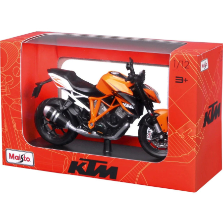 Masinute, Motociclete, Elicoptere, Avioane - MAISTO MOTOCICLETA METALICA CU STAND KTM 1290 SUPER DUKE R SCARA 1 LA 12