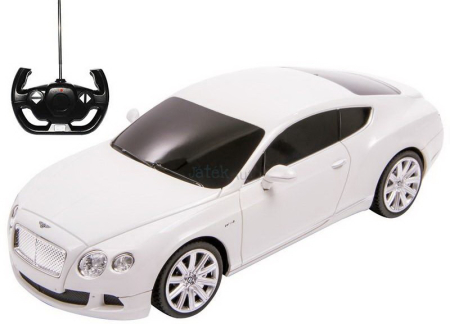 Mașinuțe cu telecomandă - MASINA CU TELECOMANDA BENTLEY CONTINENTAL GT ALB CU SCARA 1 LA 24