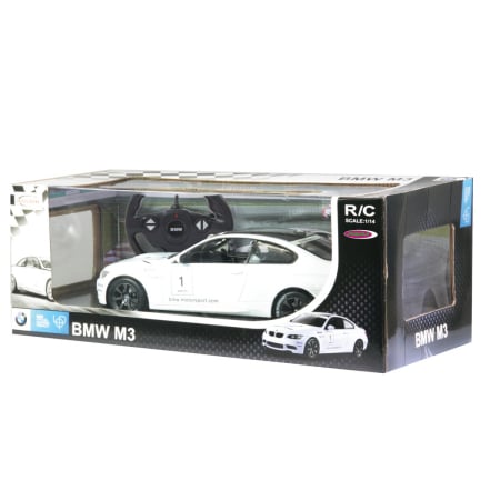 Mașinuțe cu telecomandă - MASINA CU TELECOMANDA BMW M3 ALB CU SCARA 1 LA 14