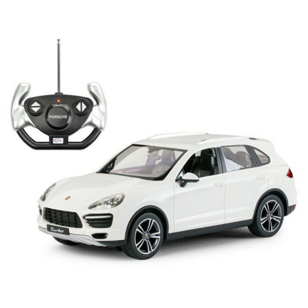 Mașinuțe cu telecomandă - MASINA CU TELECOMANDA PORSCHE CAYENNE TURBO ALB CU SCARA 1 LA 14