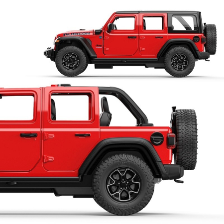 MASINUTA METALICA JEEP WRANGLER RUBICON 4XE ROSU CU SCARA 1 LA 32 [3]