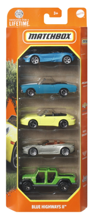 Mașinuțe, Motociclete, Elicoptere, Avioane - MATCHBOX SET 5 MASINUTE METALICE MBX BLUE HIGHWAYS II SCARA 1:64