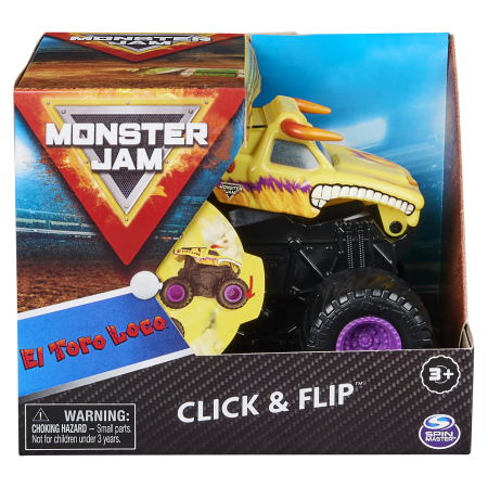Mașinuțe, Motociclete, Elicoptere, Avioane - MONSTER JAM EL TORO LOCO SERIA CLICK FLIP SCARA 1 LA 43