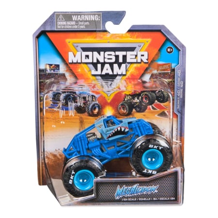 Mașinuțe, Motociclete, Elicoptere, Avioane - MONSTER JAM MASINUTA METALICA MEGALODON ALBASTRU SCARA 1 LA 64