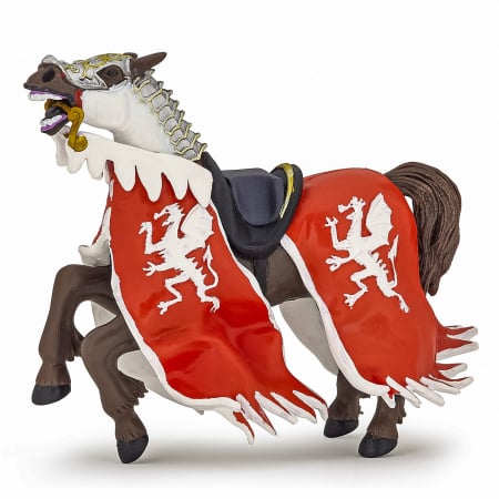 Figurine cu eroi și personaje - PAPO FIGURINA CALUL REGELUI CU BLAZON DRAGON ROSU
