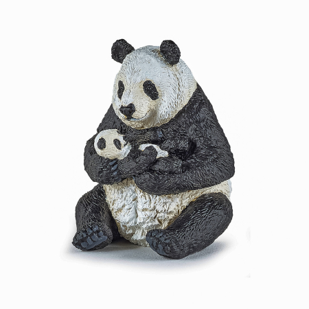 Figurine cu eroi și personaje - PAPO FIGURINA URS PANDA SEZAND CU PUI IN BRATE