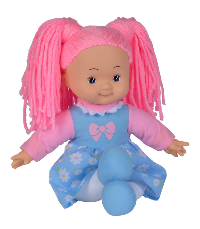 Păpuși și accesorii - PAPUSA FLOWER DOLLY DIN MATERIAL TEXTIL 38CM CU PARUL ROZ