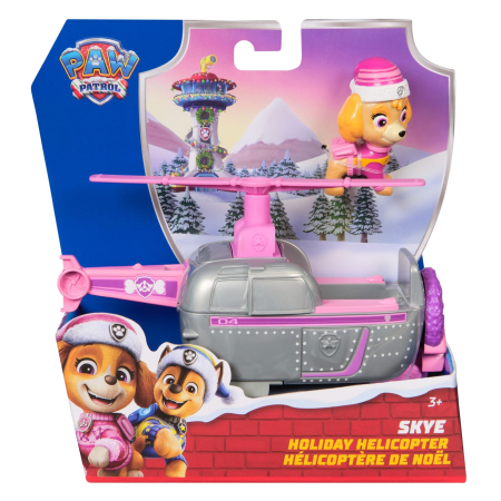 Figurine cu eroi si personaje - PATRULA CATELUSILOR VEHICUL SI FIGURINA SKYE CU ACCESORII DE CRACIUN