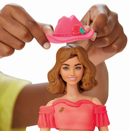 PLAY DOH BARBIE SET PLASTELINA CREATII VESTIMENTARE CU FLORI SI FRANJURI COWBOY [6]