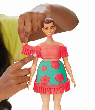 PLAY DOH BARBIE SET PLASTELINA CREATII VESTIMENTARE CU FLORI SI FRANJURI COWBOY [5]