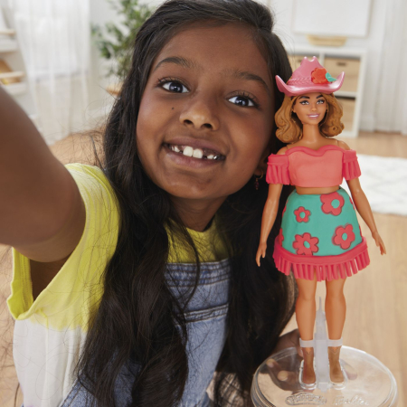 PLAY DOH BARBIE SET PLASTELINA CREATII VESTIMENTARE CU FLORI SI FRANJURI COWBOY [3]