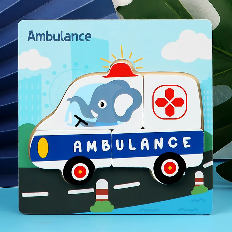 Materiale didactice - Puzzle 3D, 3 - 4 piese - Ambulanta