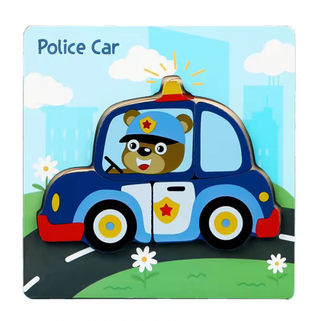 Materiale didactice - Puzzle 3D, 3 - 4 piese - Masina politie
