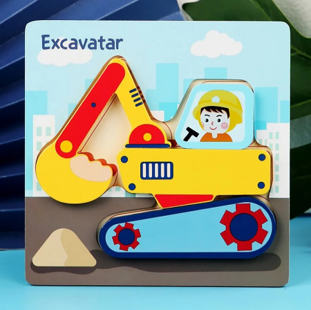 Materiale didactice - Puzzle 3D , 3 piese - Excavator