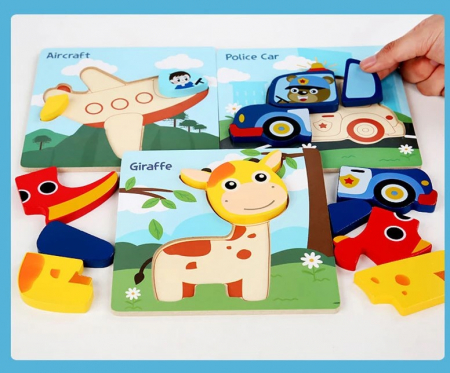 Animale și seturi cu animale - Puzzle 3D, 3 piese - Girafă