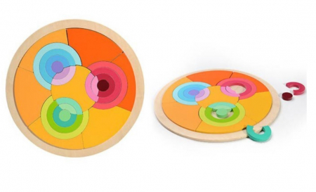 Jucării copii 2-3 ani - Puzzle cercuri curcubeu Montessori