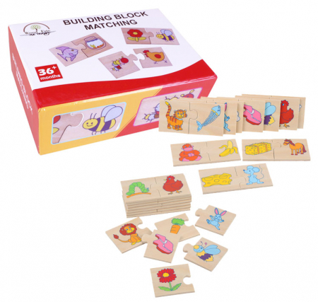 Jucării copii 5-6 ani - Puzzle din lemn DUO Ce mananca animalele?