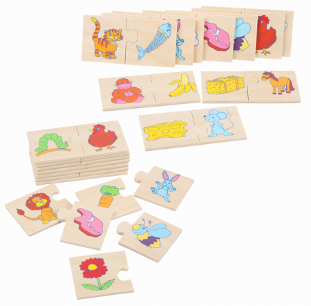 Puzzle din lemn DUO Ce mananca animalele? [1]