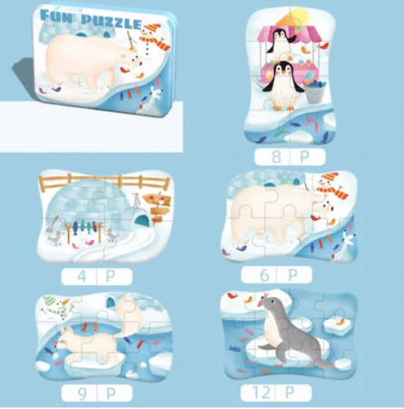 FUN PUZZLE in cutie metalica ANIMALE POLARE [1]