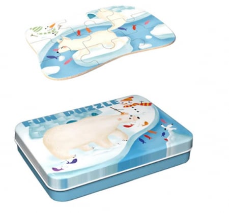 Puzzle - FUN PUZZLE in cutie metalica ANIMALE POLARE