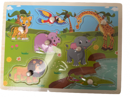 Puzzle incastru cu pini. Animale salbatice [2]