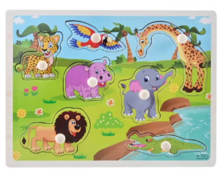 Puzzle incastru cu pini. Animale salbatice [1]
