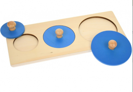 Puzzle incastru din lemn cu maner 3 cercuri [0]