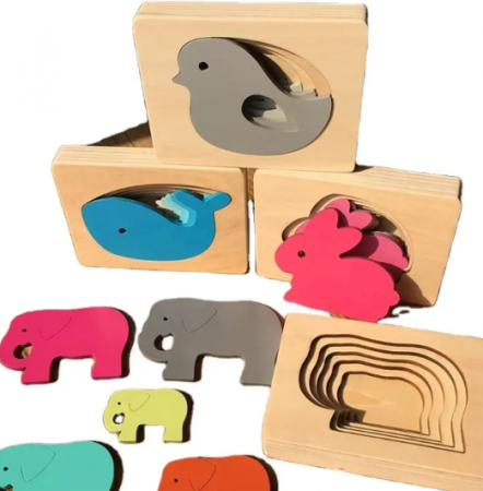 Puzzle lemn straturi. Pasare albastra [0]