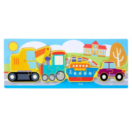 Jucării copii 0-1 ani - Puzzle mare 3D Vehicule