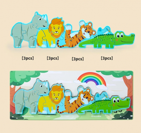 Jucării copii 5-6 ani - Puzzle mare 3D Animale jungla