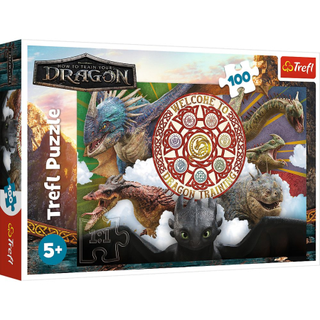 Puzzle - PUZZLE TREFL 100 CUM SA ITI DRESEZI DRAGONUL DRAGONI IN ACTIUNE