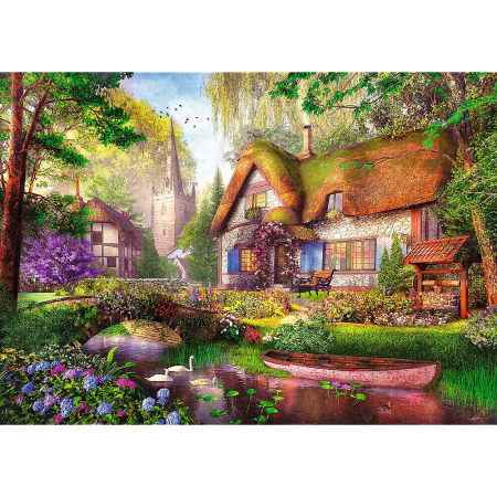 PUZZLE TREFL 1000 PREMIUM PLUS TEA TIME CASUTA DIN PADURE [1]