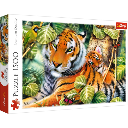 Puzzle - PUZZLE TREFL 1500 TIGRI BENGALEZI IN PADUREA TROPICALA