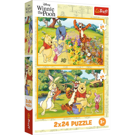 Puzzle - PUZZLE TREFL 2X24 DISNEY WINNIE THE POOH ZI DE JOACA CU WINNIE SI PRIETENII