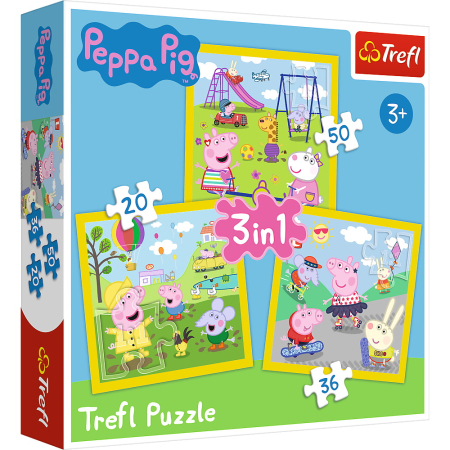 Puzzle - PUZZLE TREFL 3IN1 PEPPA PIG O ZI ANIVERSARA