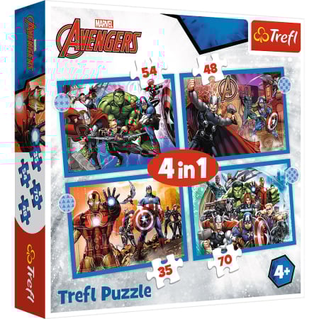 Puzzle - PUZZLE TREFL 4IN1 AVENGERS - RAZBUNATORII CURAJOSI