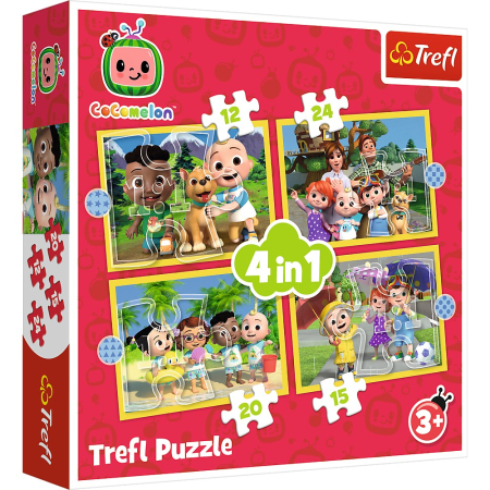 Puzzle - PUZZLE TREFL 4IN1 COCOMELON PREZENTAREA FAMILIEI