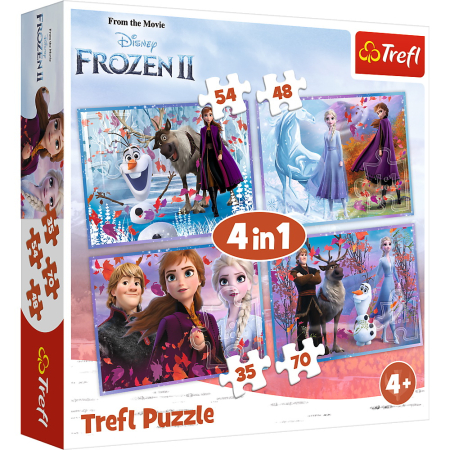 Puzzle - PUZZLE TREFL 4IN1 FROZEN2 CALATORIE CATRE NECUNOSCUT
