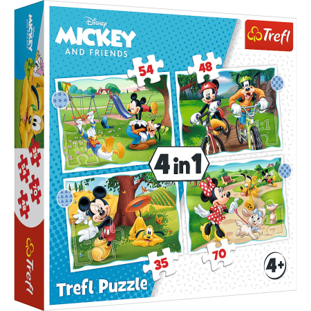 Puzzle - PUZZLE TREFL 4IN1 MICKEY MOUSE ZIUA DEOSEBITA