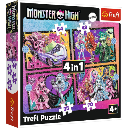 Puzzle - PUZZLE TREFL 4IN1 MONSTER HIGH O ZI ELECTRIZANTA