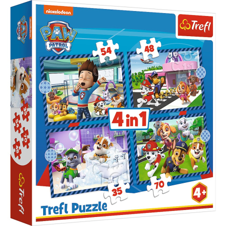 Puzzle - PUZZLE TREFL 4IN1 PATRULA CATELUSILOR ACTIVITATILE ZILNICE ALE ECHIPEI
