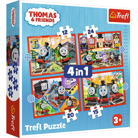 Puzzle - PUZZLE TREFL 4IN1 THOMAS TRENULETELE AMUZANTE