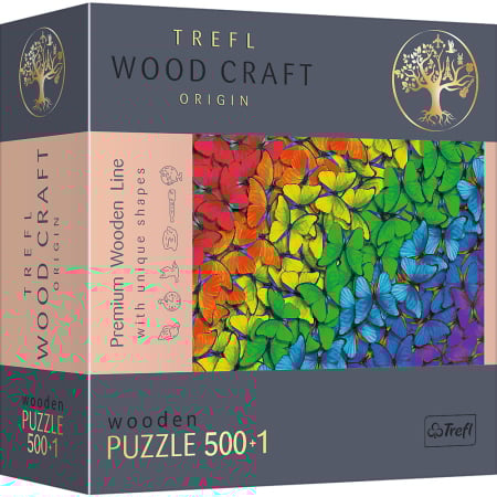 Puzzle - PUZZLE TREFL DIN LEMN 500+1 PIESE FLUTURASII COLORATI