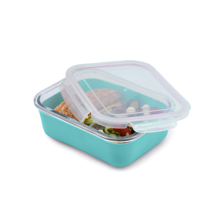 RECIPIENT STICLA 740 ML CU HUSA ANTIDERAPANTA SILICON MELII BLUE [3]