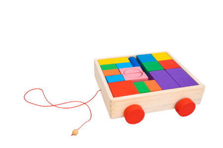 Set 2 in 1 Cuburi constructii lemn si jucarie de tras [0]