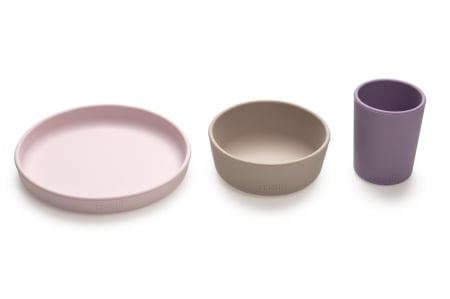 SET 3 RECIPIENTE SILICON HRANA BEBE, MELII, PURPLE&PINK&GREY [3]